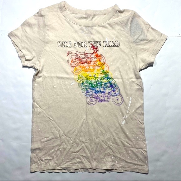 Chaser Rainbow Motorcycle Print One For The Road Paint Spatter T-Shirt NWT L - Picture 5 of 14